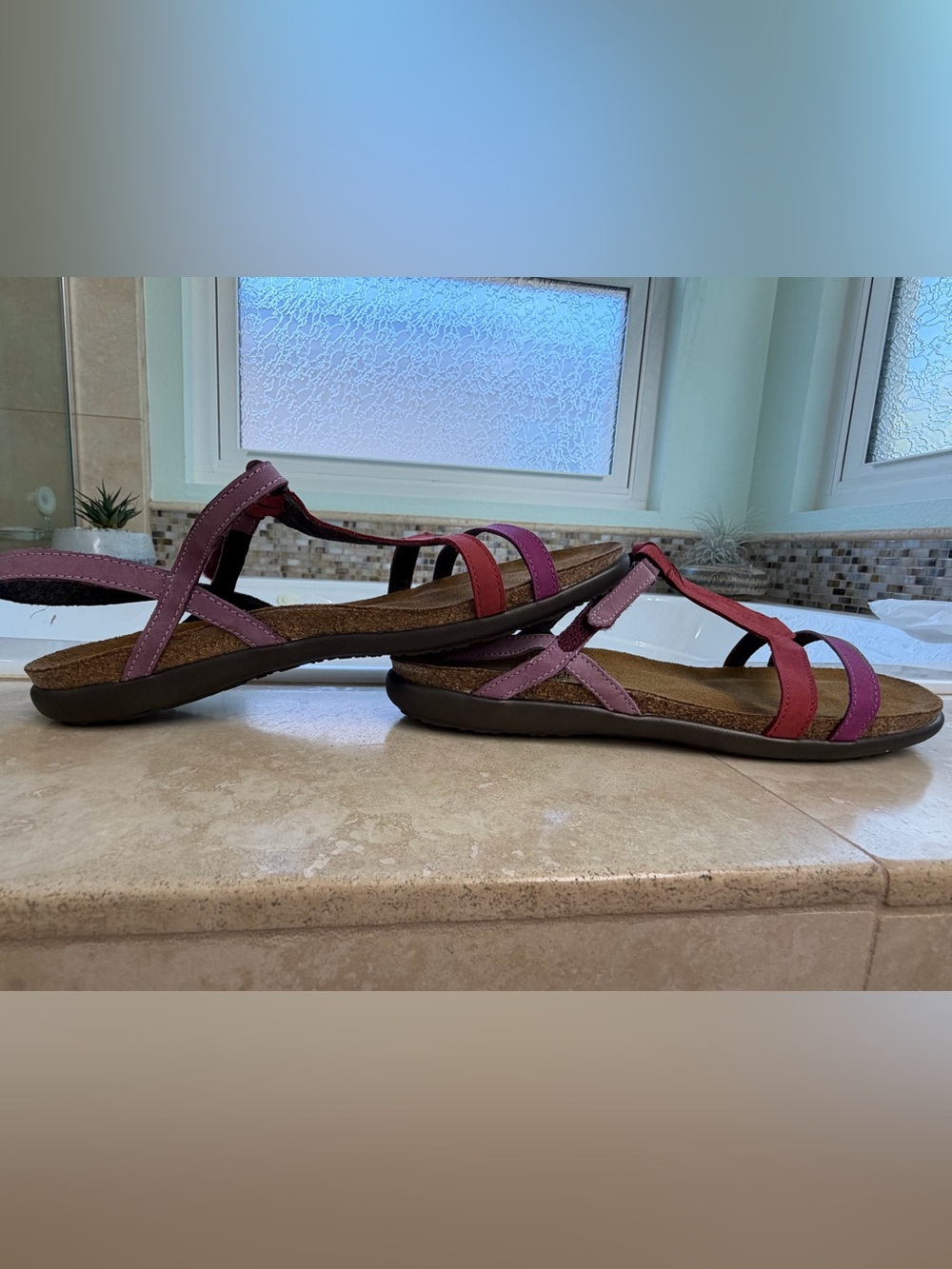 Naot Women's Strappy Sandals in Pink and Berry